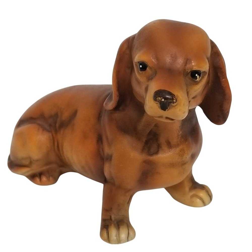 Vintage Ucci Japan Dachshund Wiener Dog Ceramic Figurine MCM Brown Decor